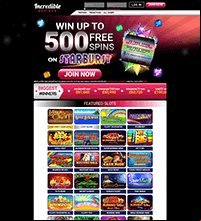 Incredible Spins Casino Screenshot