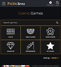 Pacific Spins Casino Screenshot