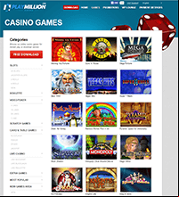 PlayMillion Casino Screenshot